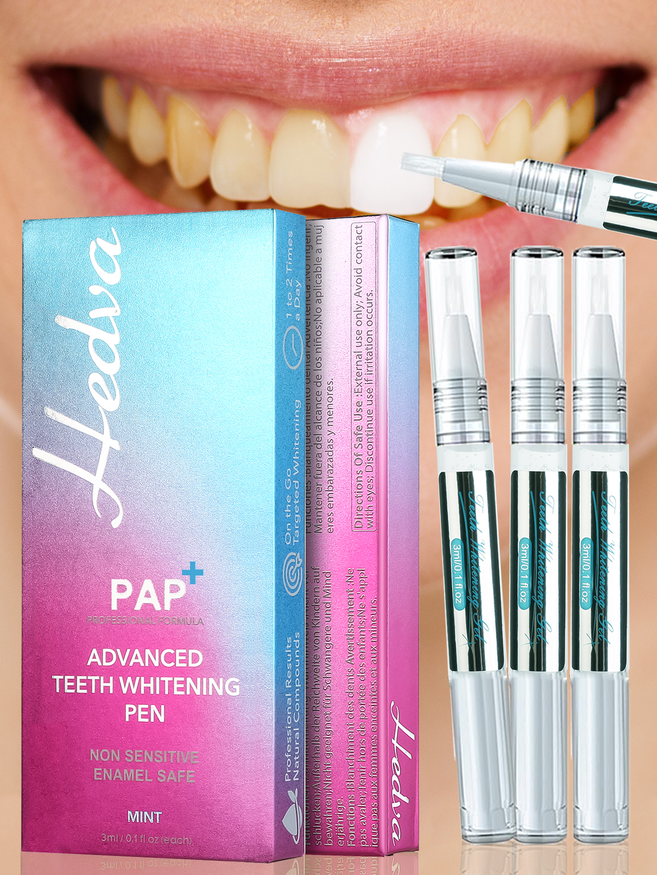 Teeth Whitening Results - Hedva PAP+ Teeth Whitening Pen Safe